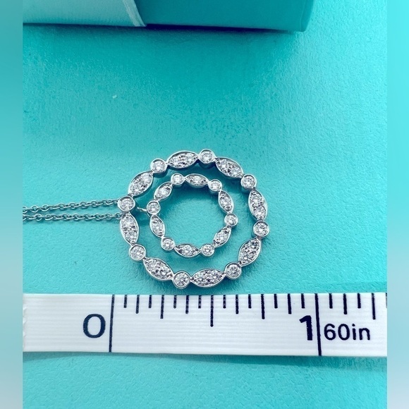 Tiffany & Co Double Circle Jazz Swing Diamond Necklace Platinum .60 TCW - Picture 5 of 9